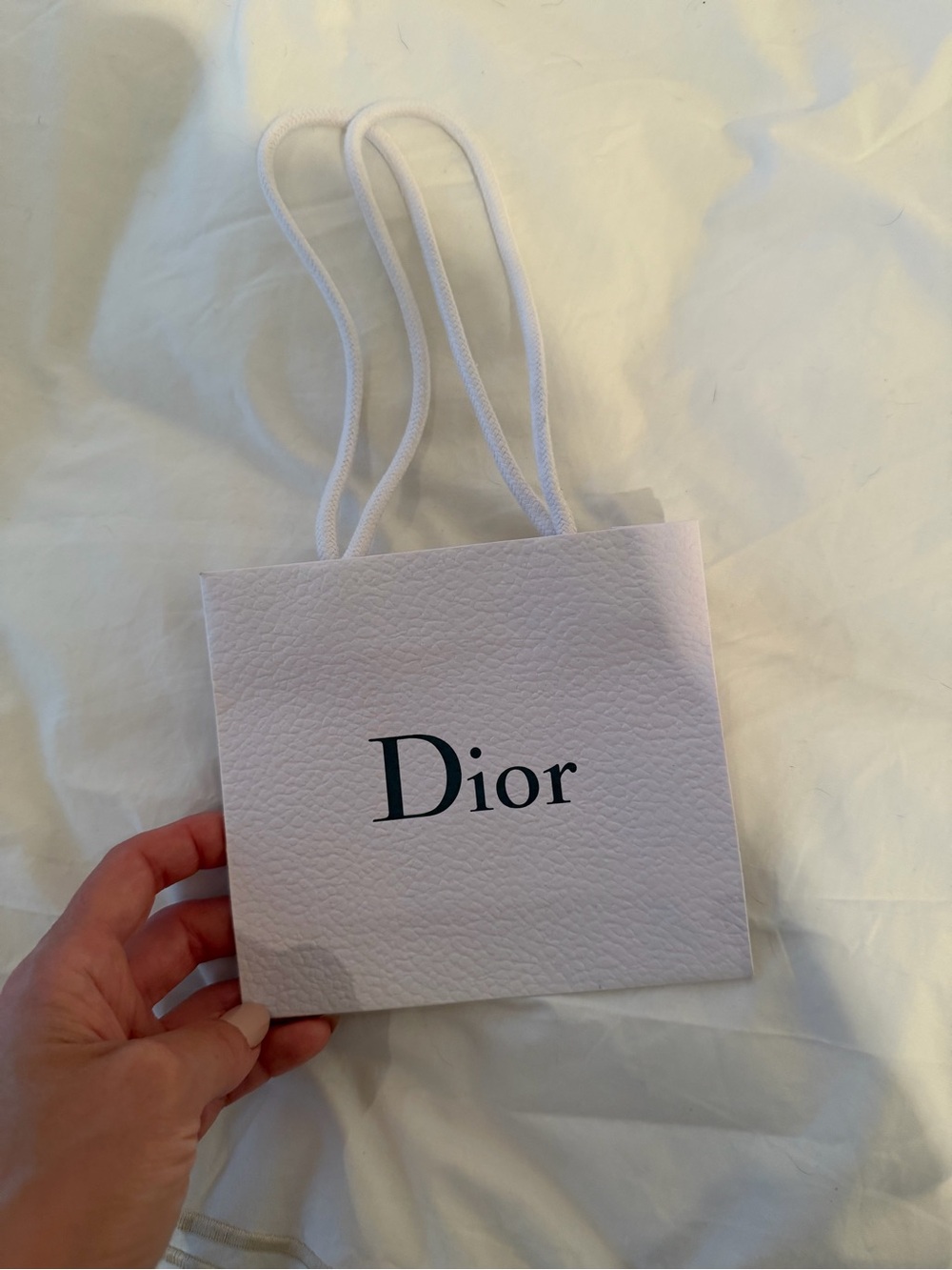 Dior Small White Shopping Tote with Rope Handles